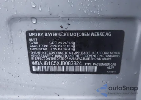 2018 BMW 530E xDrive Iperformance z USA, uszkodzony, nr VIN WBAJB1C5XJB083824